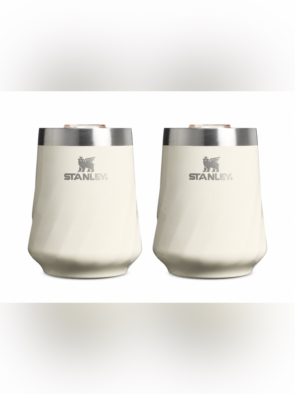 Stanley‎ Cream and Silver Wine Tumbler Bestie Vacation